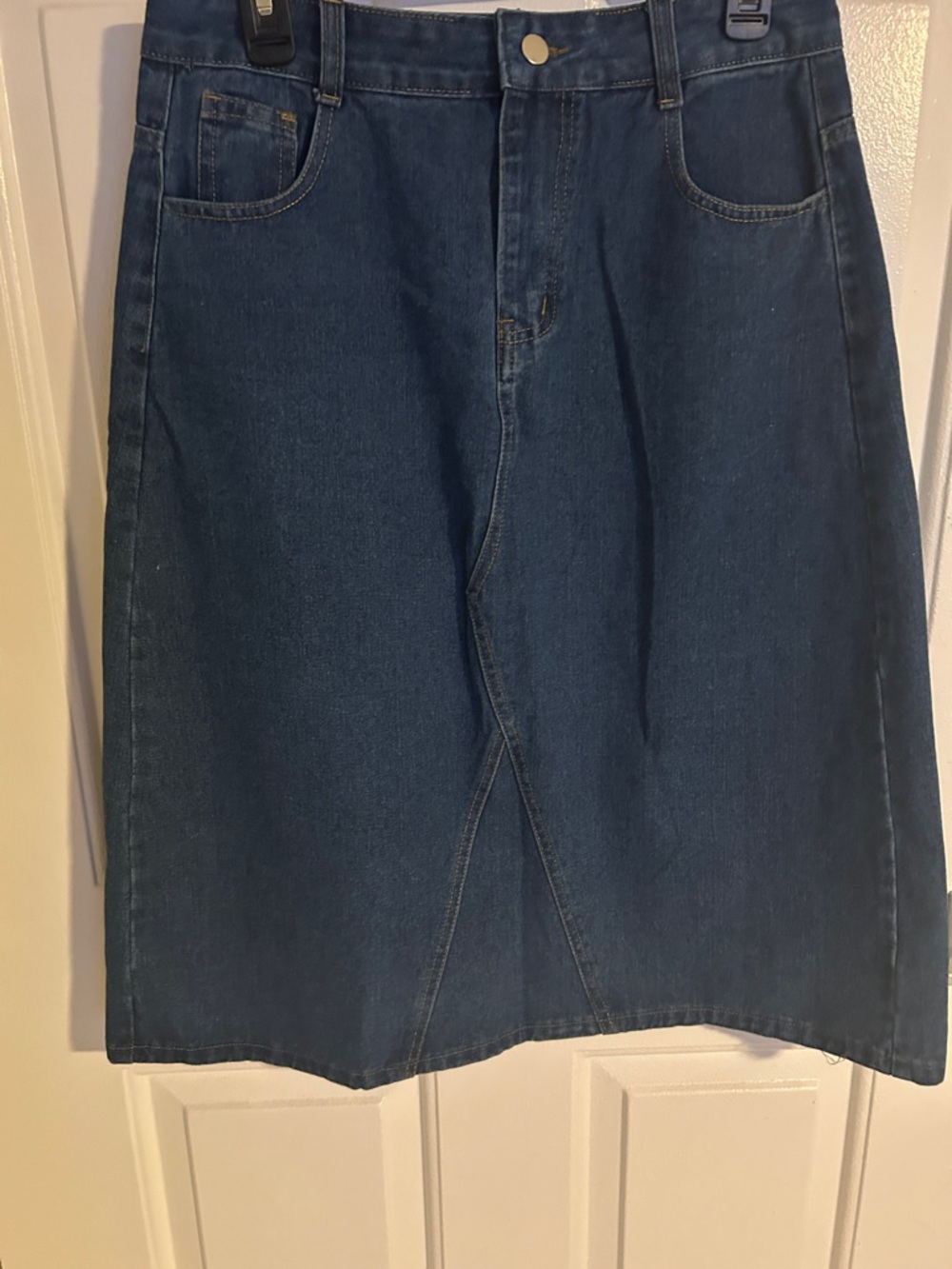 Source Unknown Dark Blue Denim Midi Skirt